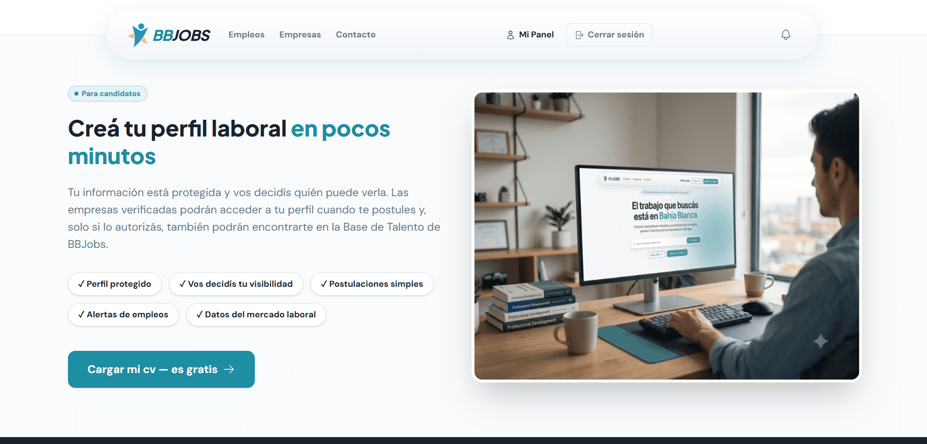 Panel de empresa: publicar una búsqueda y ver postulantes.