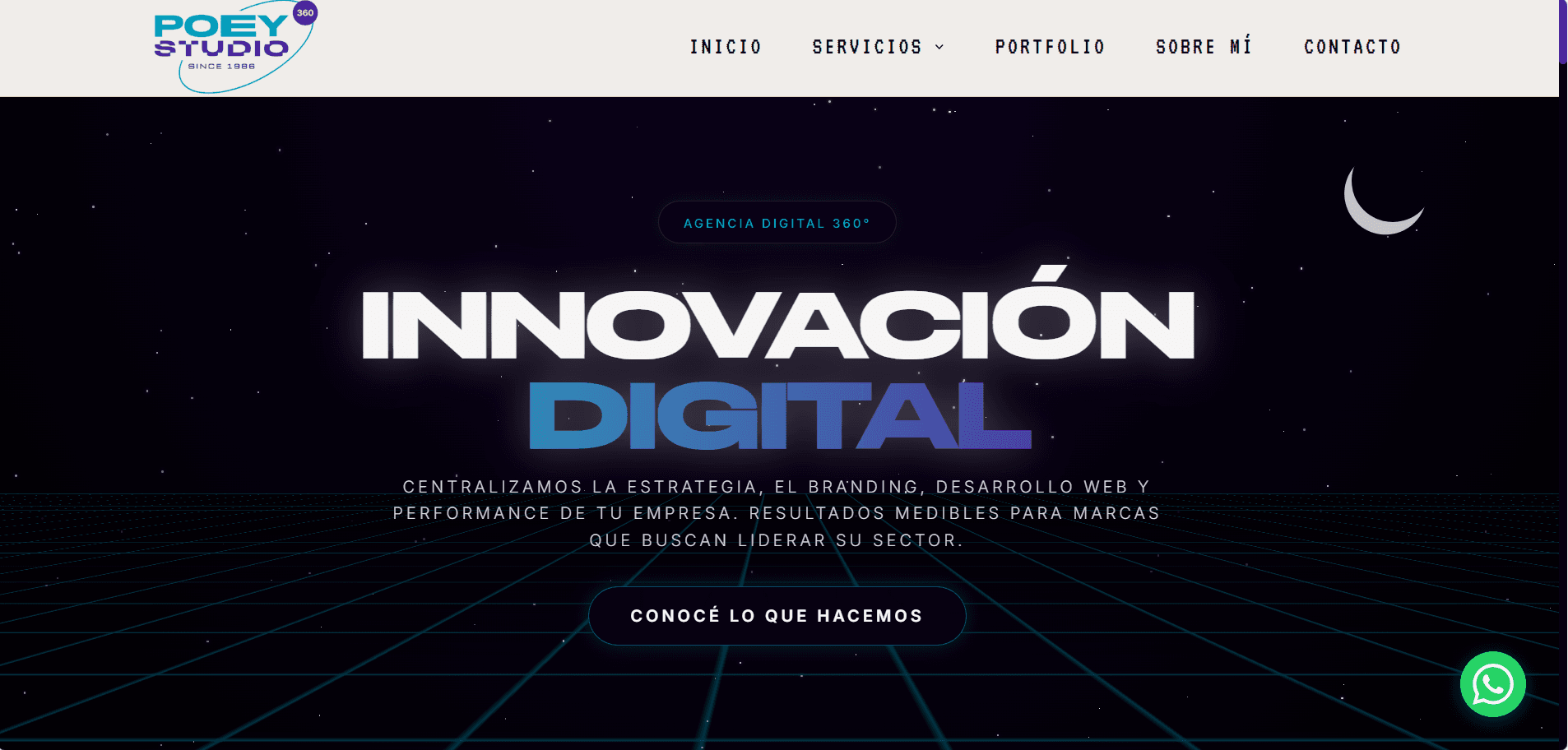 Portada: tipografía display a pantalla completa sobre violeta profundo.
