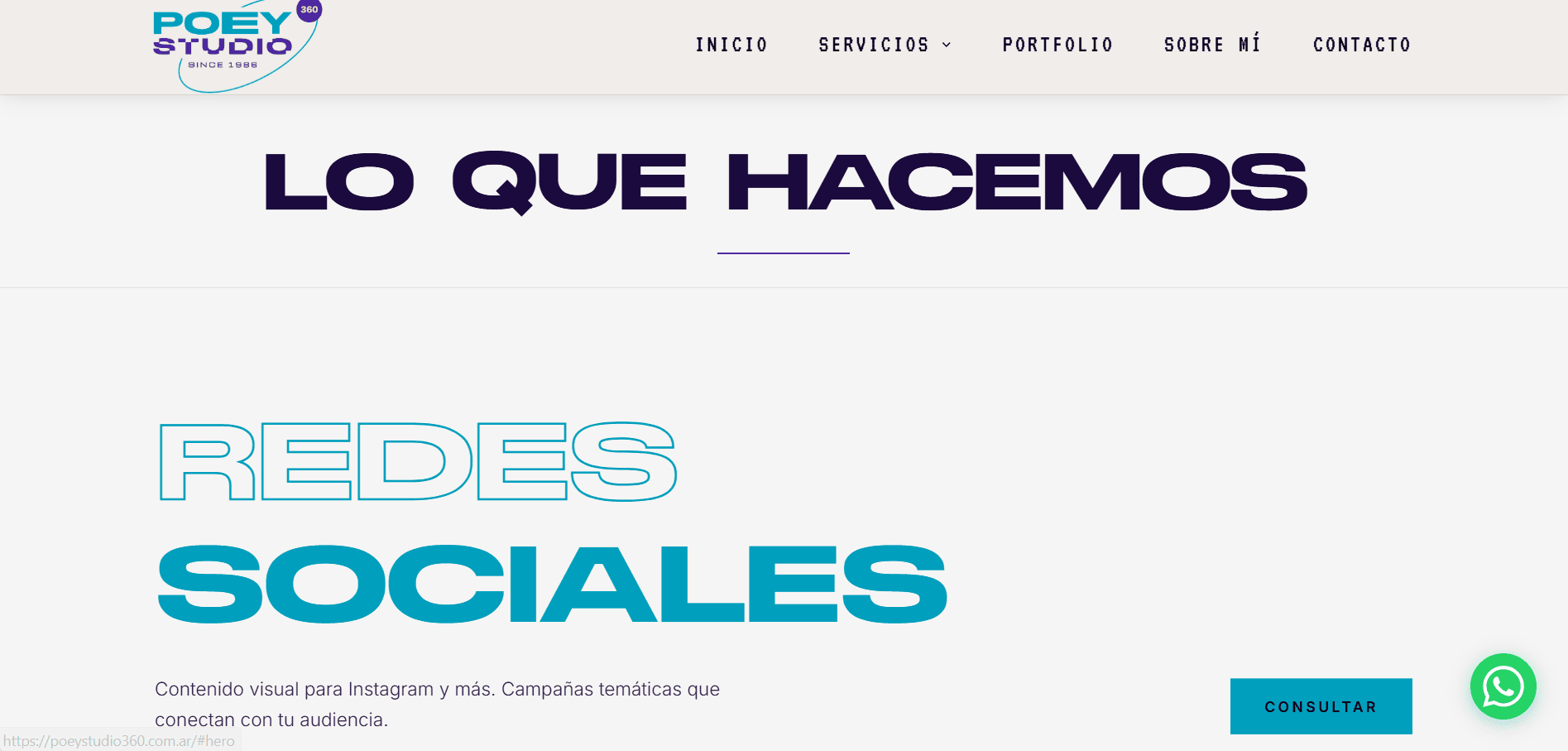 Los servicios, cada uno ocupando la pantalla entera.