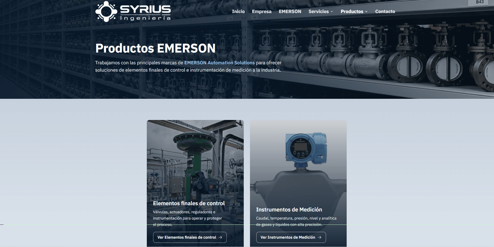 Ficha de categoría con producto real de Emerson, sin fotos de stock.