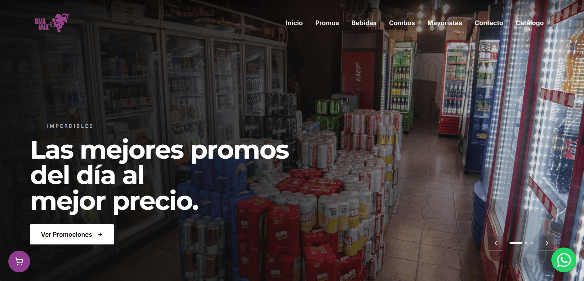 Portada de la vinoteca, con las promos del día arriba de todo.