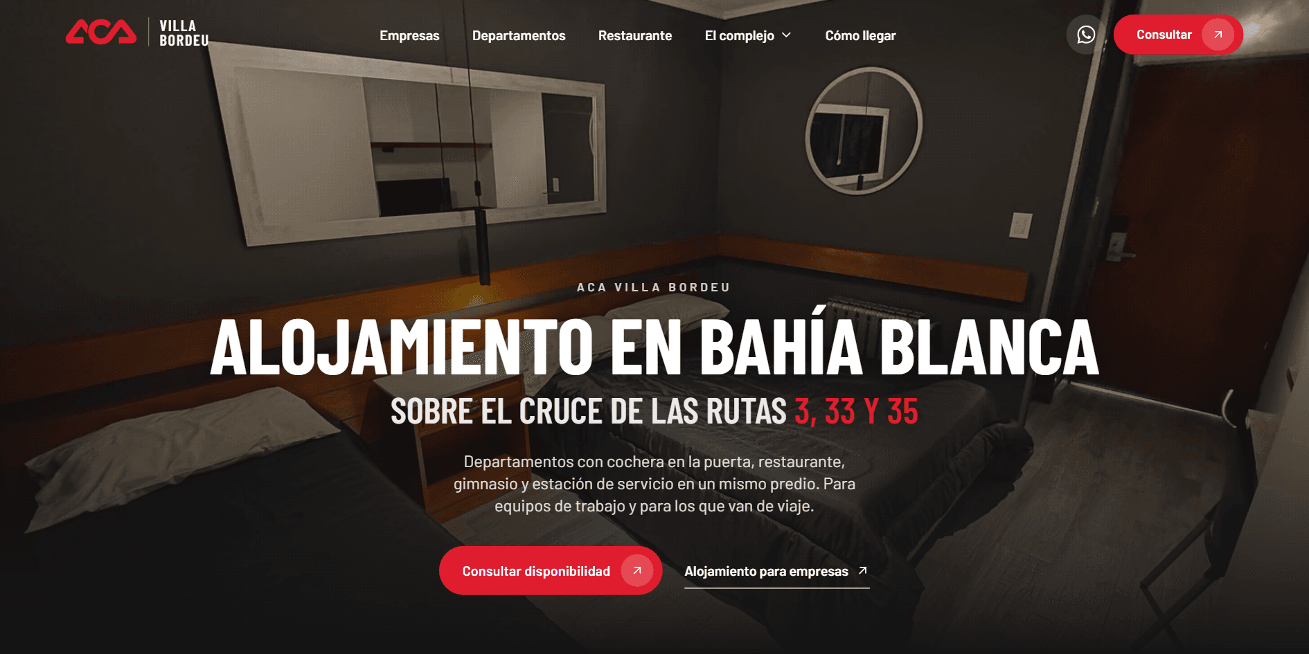 Portada: dónde está, qué hay y dos salidas claras, consultar disponibilidad o ir directo al alojamiento para empresas.