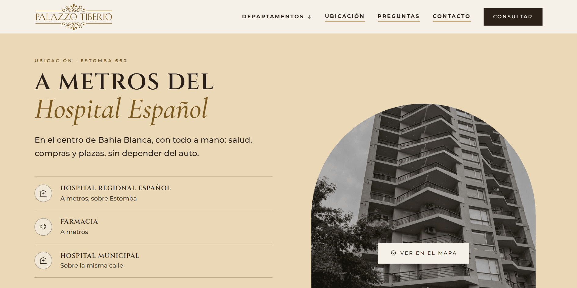Ubicación: a metros del Hospital Español, con lo que queda cerca —farmacia, hospital municipal, supermercado—.